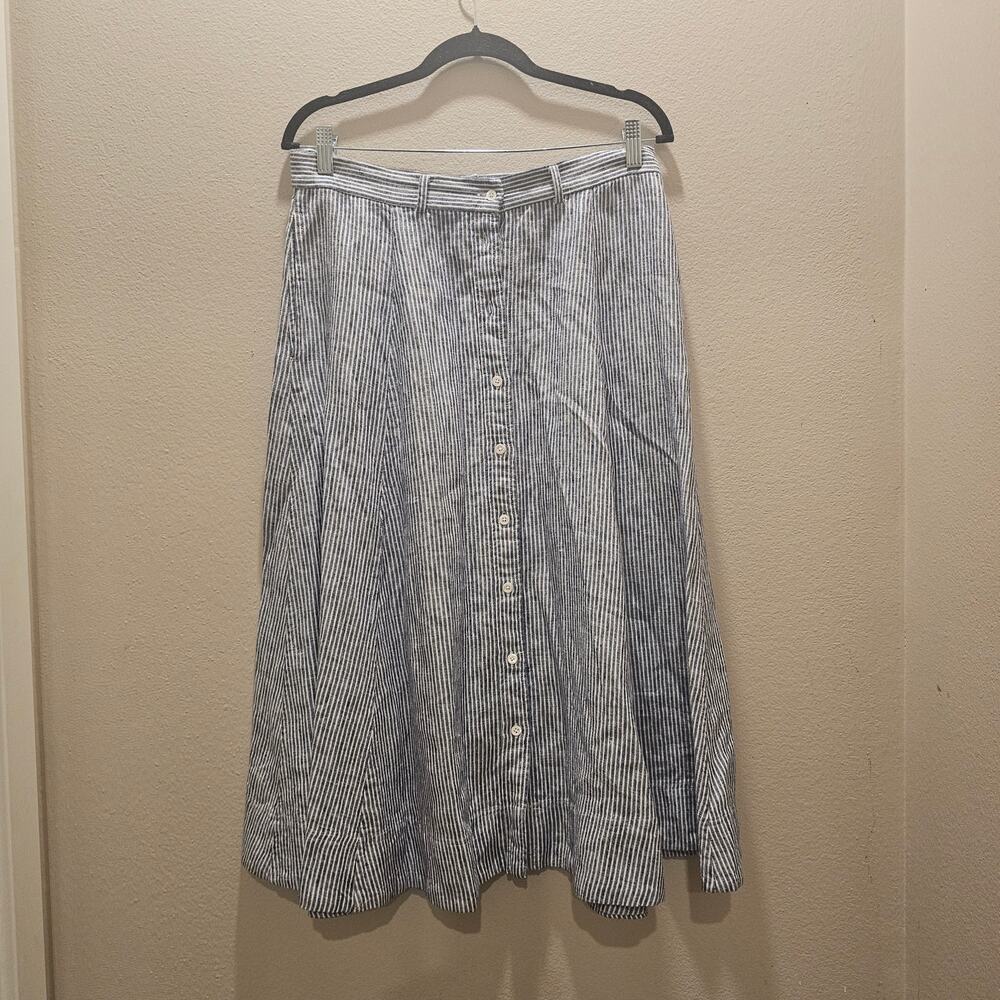 Ralph Lauren Polo Striped Linen Midi Skirt Size 10